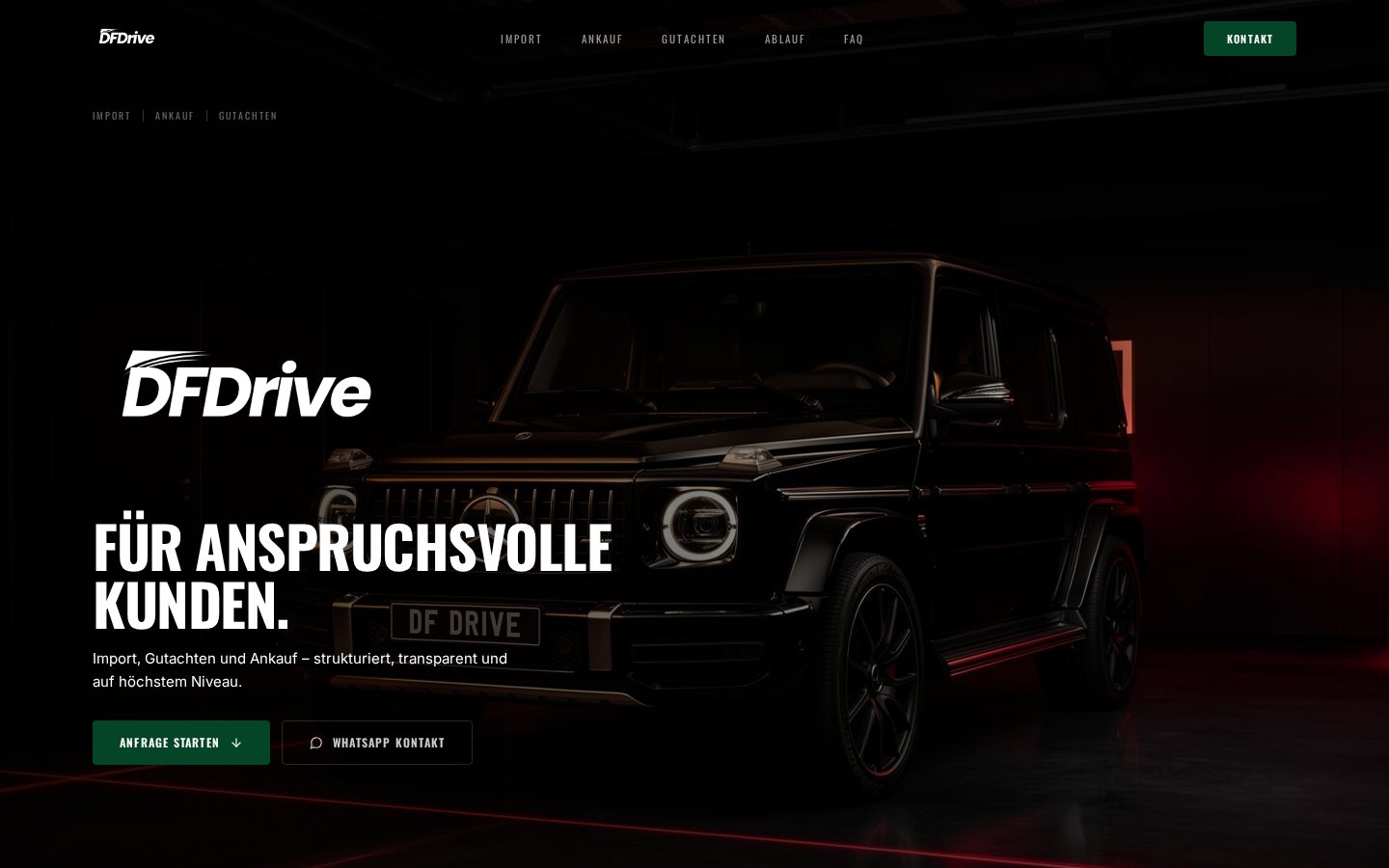 Website-Projekt: DF Drive Startseite von DF Drive