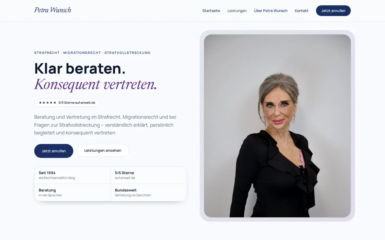 Website-Projekt: RA Petra Wunsch